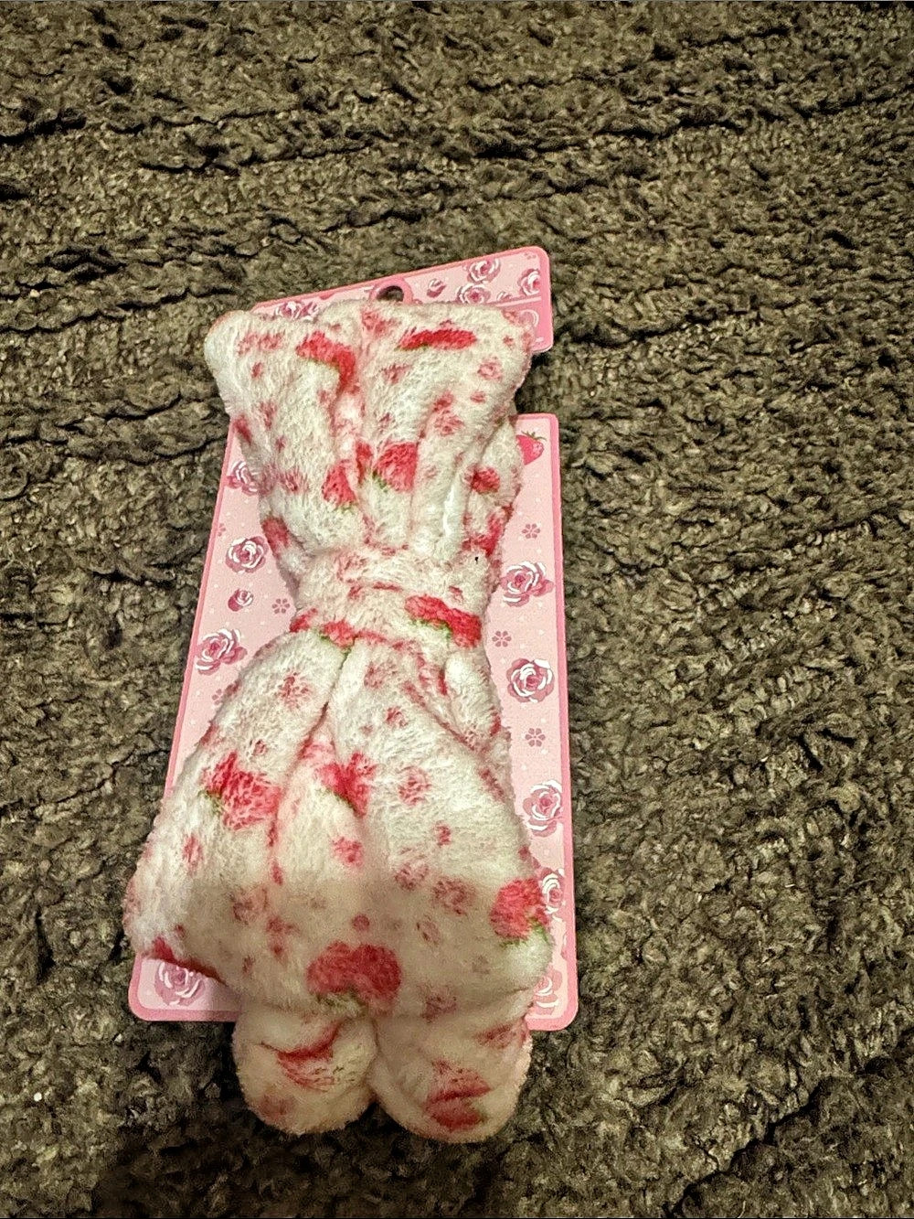 Floral Plush Headband in Pink & White NWT